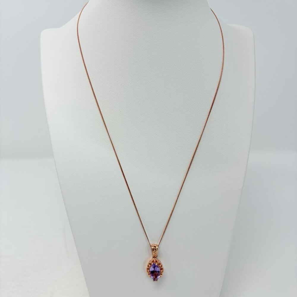Shop LC Rose De France‎ Amethyst Sterling Silver Pendant With Chain 20in 5338